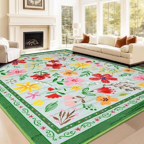 FRAMICS Floral Door Mat Indoor Entrance, Floral Area Rug 2x3 Entryway Rug Non-Slip Washable Front Door Mat Spring Summer Area Rug Soft Faux Wool Low Pile Throw Rug Farmhouse Rug for Entryway(Beige)
