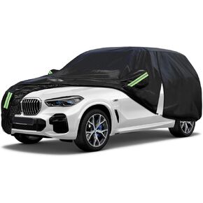 SUV Car Cover Waterproof All Weather for Snow UV Protection Waterproof Outdoor Heavy Duty Full Exterior Covers with Door Zipper Universal Fit SUVs Up to 190’’