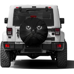 Cat in The Dark Spare Tire Cover with Backup Camera Hole Wheel Tire Cover Fit Trailer, RV, SUV and Many Vehicle 17inch