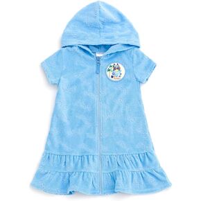 Bluey Girls Loop Terry Cloth Hooded Zip Up Swim Cover Up Toddler to Big Kid Sizes (2T - 10-12)