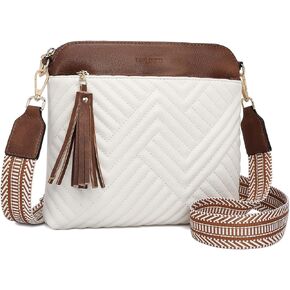 FOXLOVER Quilted Crossbody Bags for Women Soft Leather Purses Lightweight Shoulder Handbags,with Wide Strap