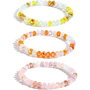 3 PCS Colorfu Crystal Beads Bragelet Bangle Set Jewelry for Women Enderged Engetric Beaded Bercelet Bracelet MultiLayered Disco Beads Beads Beads Bangle Bangle