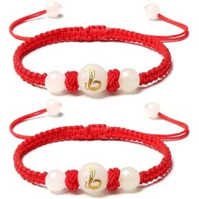 2025 New Year of Snake Red String Bracelet, Adjustable Chinese Zodiac Animal Good Luck Braided Bracelet Lucky Snake Feng Shui Red Rope Corded Bracelets Jewelry for Women Men