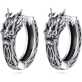 أقراط عقدة Poplyke Celtic 925 Sterling Silver Celtic Hoop أقراط حماية تميمة حظ سعيد