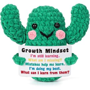 Inspirational Positive Crochet Cactus Gifts Emotional Uplifting Support Mindset Gifts Handmade Knitted Cactus Gift Mini Funny Stuff for Friend Sister Daughter Coworker Christmas Birthday