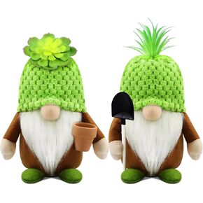 Gehydy Set of 2 Spring Gnomes Decoration Summer Easter Pineapple Succulent Gnome Plush Stuffed Handmade Decor for Home Kitchen Tiered Tray - Green