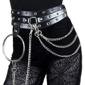 Adjustable Leather Punk Garters Belt Women's Sexy Leg Chain Ring Silver Body Chain Belly Silver Tassel Waist Chain Layered Belly Chains Thigh Belt Body Jewelry Nightcup Party Club Bar