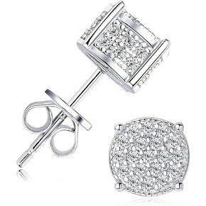 Moissanite Stud Earrings, 0.52cttw D Color VVS1 Clarity 925 Sterling Silver Circle Earrings for Women or Men Birthday Jewelry Gifts (Silver)