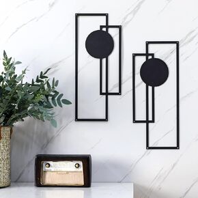 Peryiter 2 PCS Metal Metal Abstract Artr Art ، 15.7 Metal Minimalist Wall Decore Single Line Art Vertical Hanging Sculptures الهندسة المعلقة الحديثة لحمام غرفة المعيشة (مستطيلة)