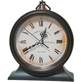 5 Inch Vintage Analog Alarm Clock, Battery Operated Antique Retro Analog Silent Desk Clock for Room Decor, Silent Elegant Bedside Desk Table Gift Clock (Size B)