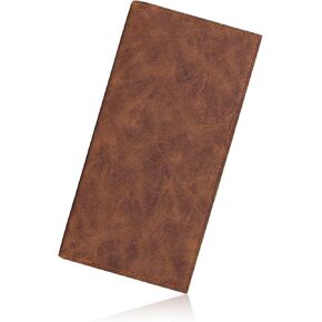 محفظة Mens ، Pu Leather Card Wallet Holder Wallet مع فتحات بطاقات متعددة للرجال ، محفظة طويلة Bifold Travel Wallet مع نافذة هوية للسفر ، التاريخ (الأسود)