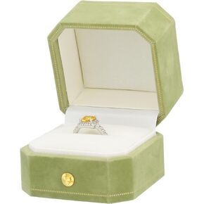 Jewelry Ring Box Small Travel Jewelry Box, Velvet Wedding Ring Box for Business, Engagement, Wedding, Bridesmaid and Holiday Events - Green