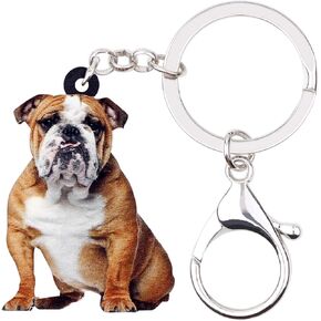 Weveni Acrylic English Bulldog bulldog keychain pets keyring jewelry charms for women girls wallet bag (yellow1)