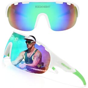 ROCKNIGHT HD Polarized Sports Sunglasses for Cycling, Biking, Baseball & Volleyball Etc- UV Protection, Lightweight & Durable