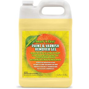 Smart 'n Easy Paint & Varnish Remover Gel - Do It Yourself Friendly Paint Remover - Strips Multiple Layers of Acrylic, Latex, Oil & Water-Based Paints & Varnishes - Orange Citrus Scent - 1/2 Gallon