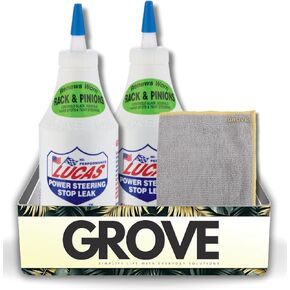 GROVE Power Steering Stop Leak 12 oz Bundle with Microfiber Cloth - Stop Leak for Power Steering Fluid - Preventative Maintenance and Seal Protection - (3 Items)