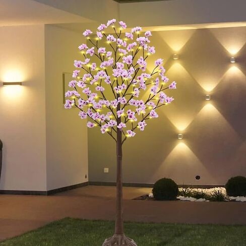 5 أقدام من شجرة أزهار الكرز المضاءة - فوك مصطنعة مصطنعة فوق الشجرة الوردية مع 80 أضواء ، 240 زهور الخصبة ، مؤقت ، عن بعد 8 أوضاع شجرة زهر الكرز لحفل الزفاف الربيعي عيد الحب الداخلي في الهواء الطلق in Kuwait