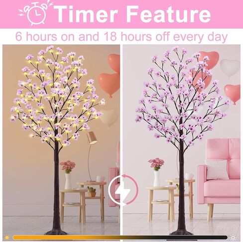 5 أقدام من شجرة أزهار الكرز المضاءة - فوك مصطنعة مصطنعة فوق الشجرة الوردية مع 80 أضواء ، 240 زهور الخصبة ، مؤقت ، عن بعد 8 أوضاع شجرة زهر الكرز لحفل الزفاف الربيعي عيد الحب الداخلي في الهواء الطلق in Kuwait
