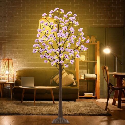 5 أقدام من شجرة أزهار الكرز المضاءة - فوك مصطنعة مصطنعة فوق الشجرة الوردية مع 80 أضواء ، 240 زهور الخصبة ، مؤقت ، عن بعد 8 أوضاع شجرة زهر الكرز لحفل الزفاف الربيعي عيد الحب الداخلي في الهواء الطلق in Kuwait