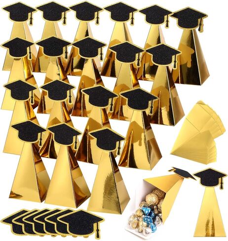 Sabary 30 Pack Gold Gold Goldy Candy Gift Boxes Gold 2025 Trophy Trophy Boxes with Grad Cap Glitter Grad Form in Kuwait
