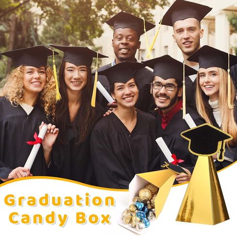 Sabary 30 Pack Gold Gold Goldy Candy Gift Boxes Gold 2025 Trophy Trophy Boxes with Grad Cap Glitter Grad Form in Kuwait