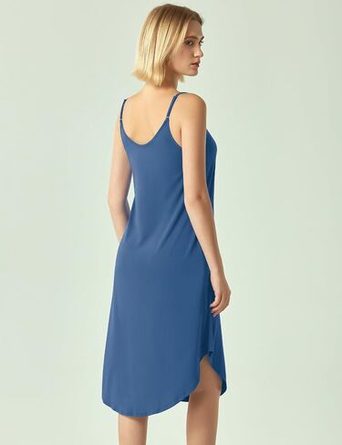 Bamboo Viscose Slip Dress, Sleeveless Nightgown Sleepwear with Pockets, Spaghetti Strap Dresses for Women, Sleep Chemise in Saudi Arabia