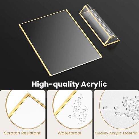 حامل علامة الأكريليك 8.5x11 إطارات ذهبية الذهب الذهب الذهب إطارات حامل نشرة لحامل القائمة إطارات رقم زفاف الحامل مع نقاط الغراء مزدوجة الجوانب القابلة للإزالة 3 حزمة in Saudi Arabia