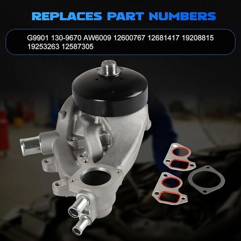 AW6009 مضخة المياه مع ترموستات تناسب 2007-2013 Silverado 1500 ، تناسب Express Tahoe Suburban Savana ، 4.8L 5.3L 6.0L Professional Water Pump Kit استبدال OE 2600767 in Kuwait