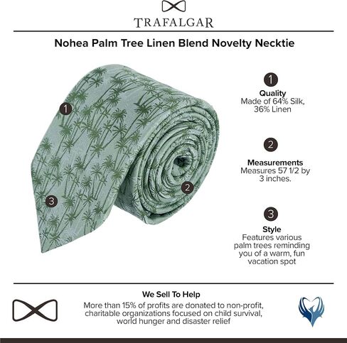 Trafalgar Men's Nohea Palm Tree Linen Blend Novelty Necktie in Kuwait