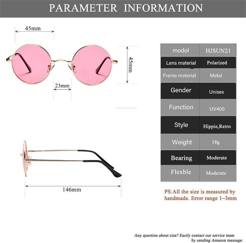 HJSTES Polarized Round Sunglasses Womens Men Retro Hippie Glasses Small Circle Sunnies in Saudi Arabia