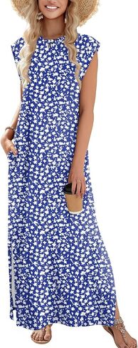 Zeagoo Summer Dresses for Women 2026 Black Long Maxi Sundresses Loose Split Wrinkle-Free Beach Travel Vacation Clothes in Saudi Arabia