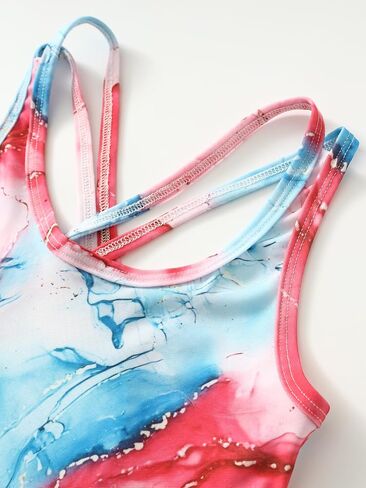 Girls One Piece Swimsuit Cute Crossback Bathing Suits Quick Dry Kids Beach Swimwear 4-12Y in Saudi Arabia
