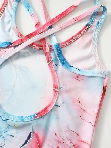 Girls One Piece Swimsuit Cute Crossback Bathing Suits Quick Dry Kids Beach Swimwear 4-12Y in Saudi Arabia