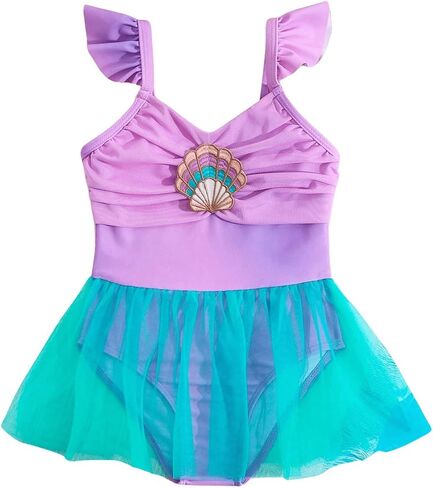 WDIRARA Toddler Girl's One Piece Swimsuit Ruffle Ruched Sleeveless Bathing Suit with Mesh Skirt in Kuwait