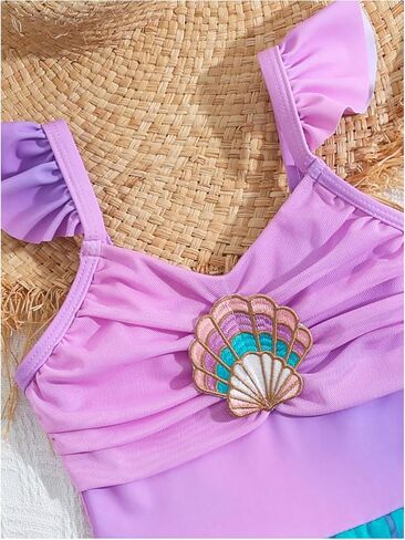 WDIRARA Toddler Girl's One Piece Swimsuit Ruffle Ruched Sleeveless Bathing Suit with Mesh Skirt in Kuwait