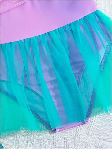 WDIRARA Toddler Girl's One Piece Swimsuit Ruffle Ruched Sleeveless Bathing Suit with Mesh Skirt in Kuwait