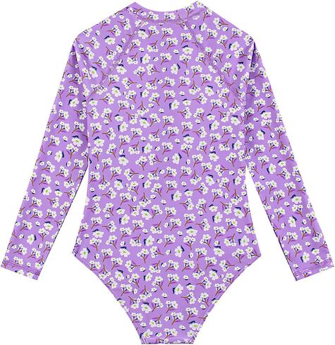 Size 2-9 Years Girls One Piece Swimsuit Kids Long Sleeve Swimsuit Zipper UPF Rashguard Swimwear in Saudi Arabia