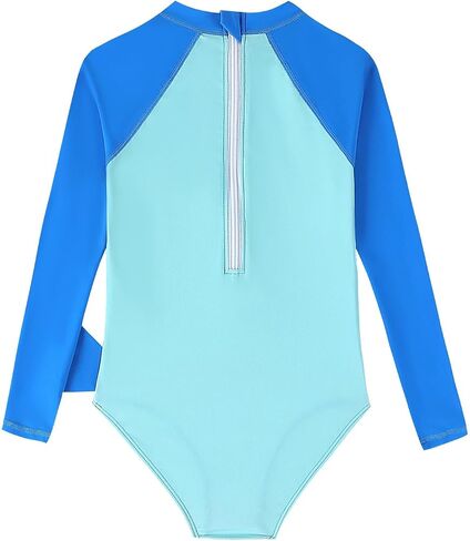 Size 2-9 Years Girls One Piece Swimsuit Kids Long Sleeve Swimsuit Zipper UPF Rashguard Swimwear in Saudi Arabia