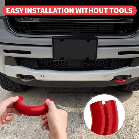Tow Hooks Covers for Ford F150 Accessories 2004-2025 Paired with Customized 2 Inch Silicone Trailer Hitch Cover Compatible with Toyota Tundra 2017-2021 Tool-Free Install (Red-Black) in Saudi Arabia