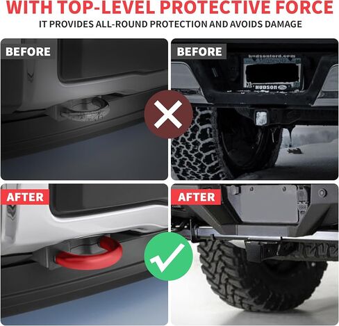 Tow Hooks Covers for Ford F150 Accessories 2004-2025 Paired with Customized 2 Inch Silicone Trailer Hitch Cover Compatible with Toyota Tundra 2017-2021 Tool-Free Install (Red-Black) in Saudi Arabia