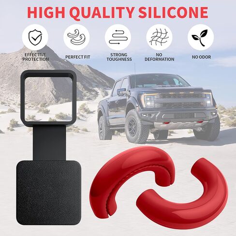 Tow Hooks Covers for Ford F150 Accessories 2004-2025 Paired with Customized 2 Inch Silicone Trailer Hitch Cover Compatible with Toyota Tundra 2017-2021 Tool-Free Install (Red-Black) in Saudi Arabia