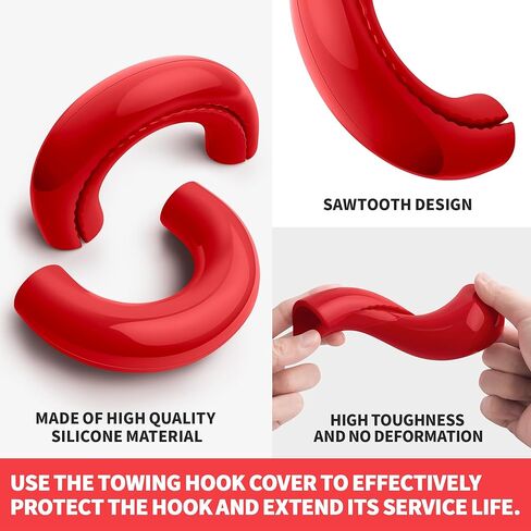 Tow Hooks Covers for Ford F150 Accessories 2004-2025 Paired with Customized 2 Inch Silicone Trailer Hitch Cover Compatible with Toyota Tundra 2017-2021 Tool-Free Install (Red-Black) in Saudi Arabia
