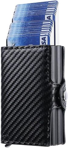 CARBON FIBER Men's Wallet, RFID Blocking, Slim, Credit Card Holder, Men's Wallet (Black) in Saudi Arabia