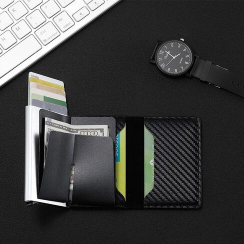 CARBON FIBER Men's Wallet, RFID Blocking, Slim, Credit Card Holder, Men's Wallet (Black) in Saudi Arabia