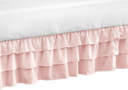 Sweet Jojo Designs White Boho Bohemian Girl Baby Nursery Crib Bed Skirt Dust Ruffle - Solid Color Shabby Chic Princess Luxurious Luxury Elegant Vintage Designer Boutique Victorian Cotton Fringe Tassel in Saudi Arabia