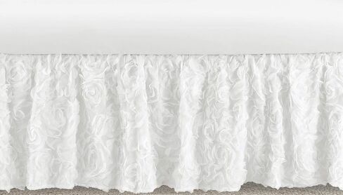 Sweet Jojo Designs White Boho Bohemian Girl Baby Nursery Crib Bed Skirt Dust Ruffle - Solid Color Shabby Chic Princess Luxurious Luxury Elegant Vintage Designer Boutique Victorian Cotton Fringe Tassel in Saudi Arabia