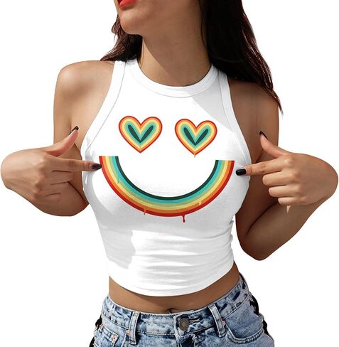 color cosplayer American USA Flag Crop Tank Tops for Women T Shirt Patriotic 4th of July Vest Tops in Kuwait