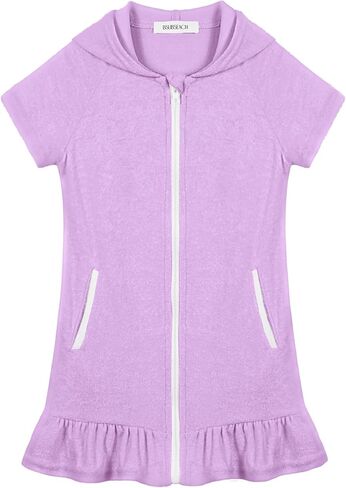 Bsubseach Girls Swimsuit Coverup Terry Zip-Up Bathing Suit Cover Up Ruffle Kids Cute Swimwear in Saudi Arabia