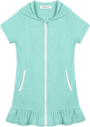 Bsubseach Girls Swimsuit Coverup Terry Zip-Up Bathing Suit Cover Up Ruffle Kids Cute Swimwear in Saudi Arabia
