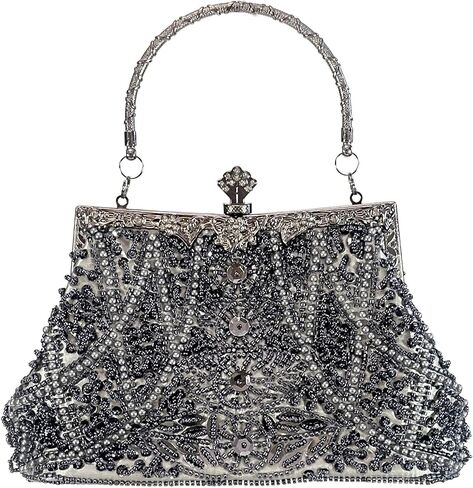 Beaded Purse Bags and Clutch- Evening Bags Wedding Women's Elegant and Stylish Handbag Collection- (black) in Kuwait